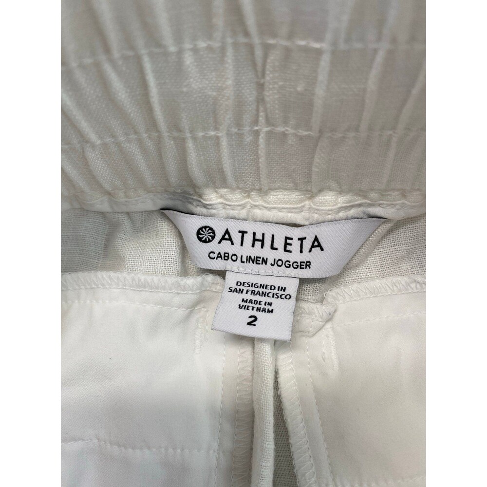ATHLETA Cabo 100% Linen Joggers Calla White Size 2 NWOT - Picture 9 of 11